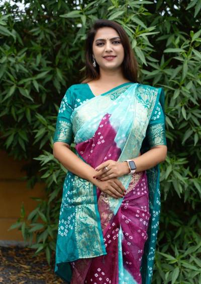 Satrangi By Maithali Fancy Bandhej Silk Saree Collection